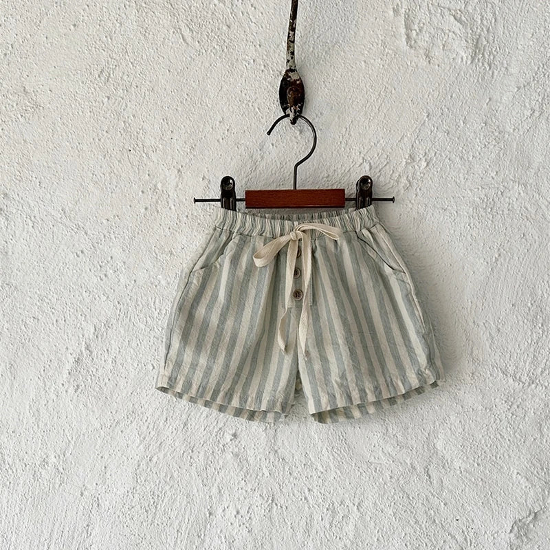 Vintage Linen Cotton Striped Shorts