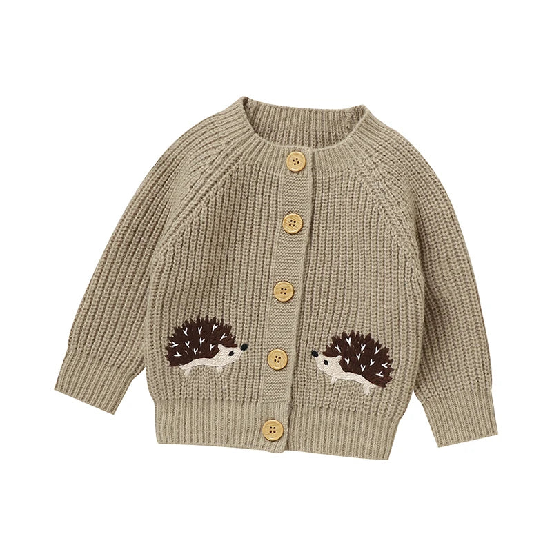 Hedgehog Embroidery Knit Cardigan