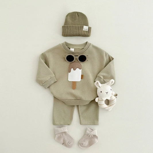 Ice-Cream Patch Sweatsuit Set