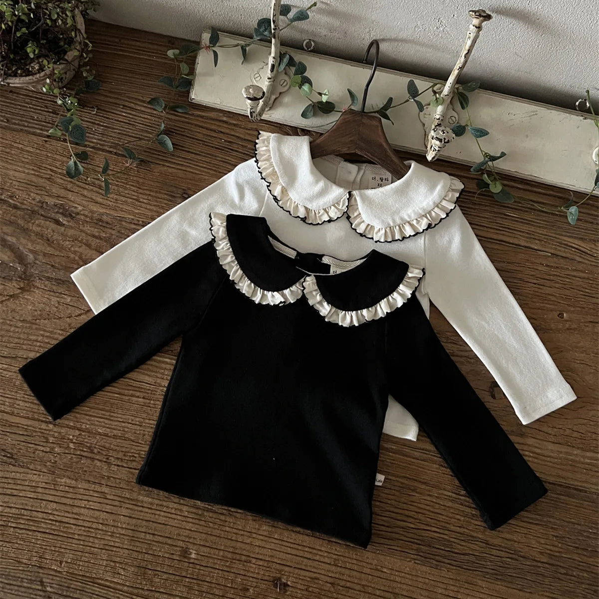 Black Peter Pan Ruffled Collar Shirt