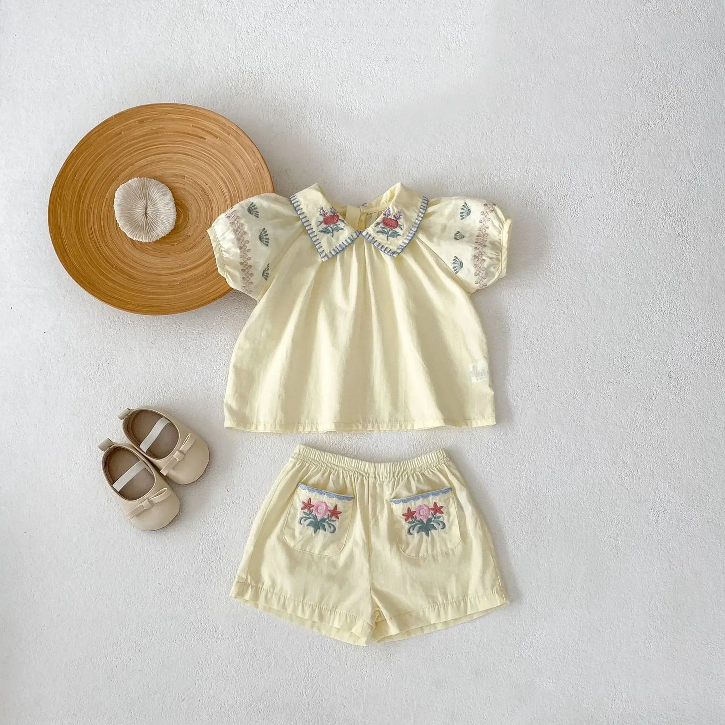 Ivory Floral Embroidery Collar Set