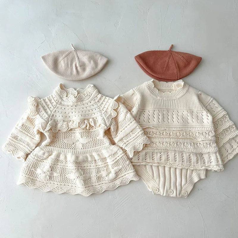 Girls Knit Romper Dress and Sweater