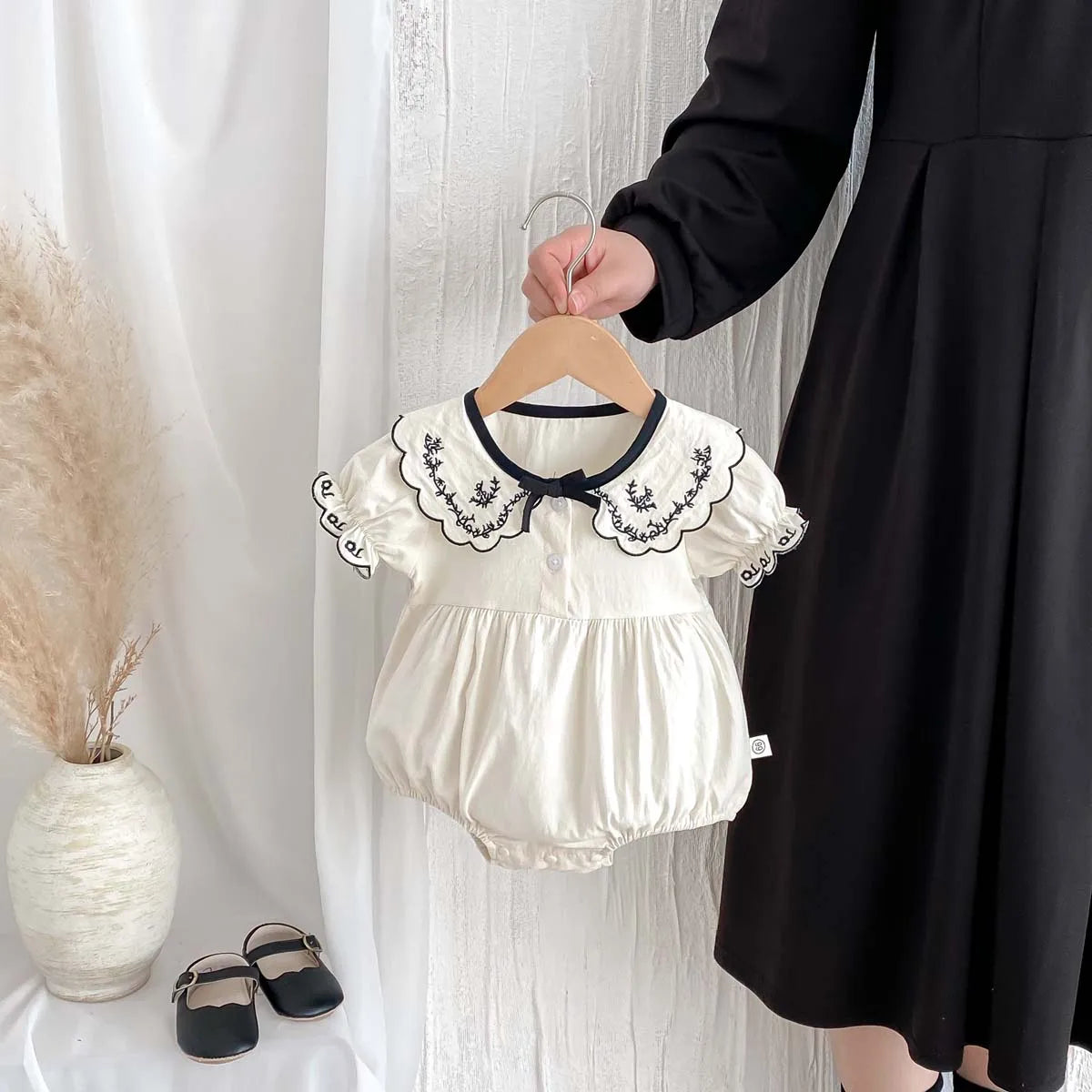 Black Bow Short Sleeve Sweet Romper