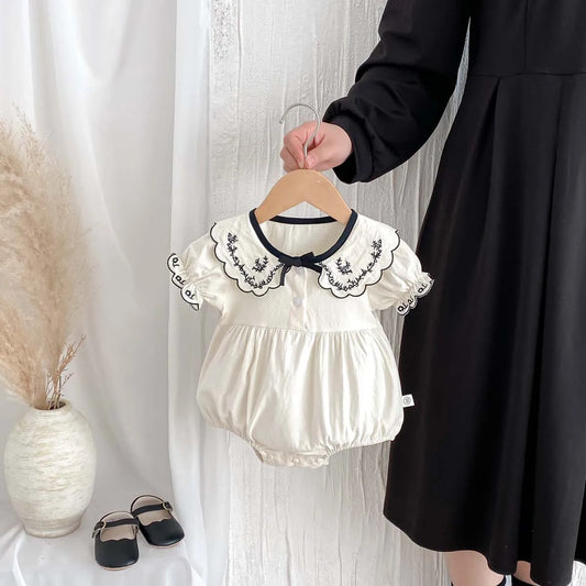 Black Bow Short Sleeve Sweet Romper