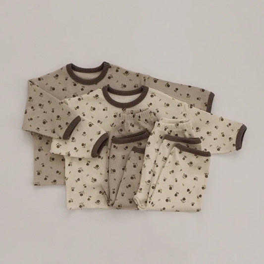 Floral Jacquard Waffle Knit Set