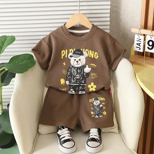 Waffle Knit Hat Bear Set