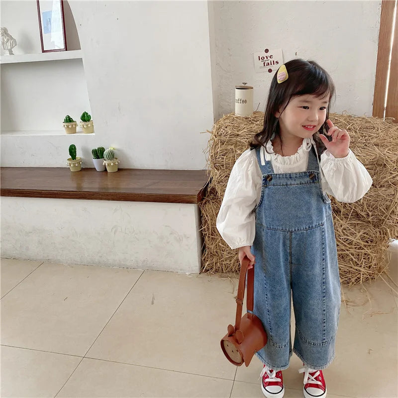 Unisex Wide Leg Denim Overalls