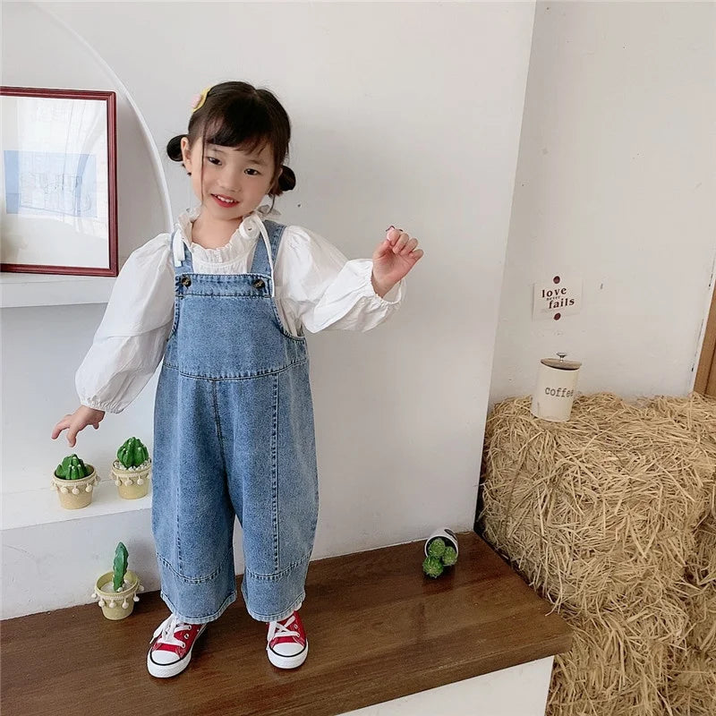 Unisex Wide Leg Denim Overalls