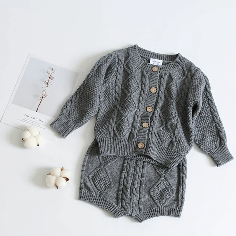 Unisex Plaid Knitted Set