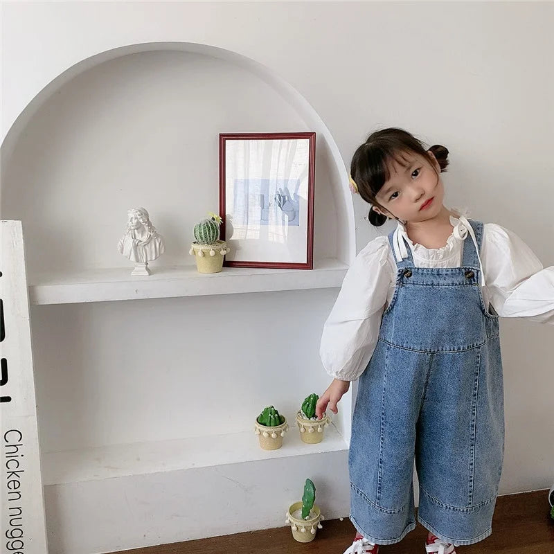 Unisex Wide Leg Denim Overalls