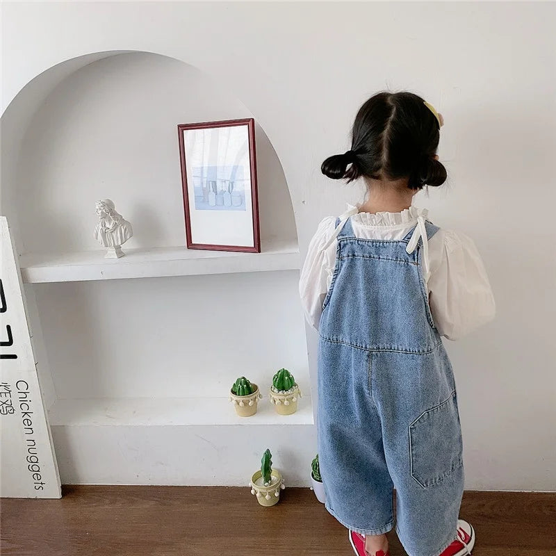 Unisex Wide Leg Denim Overalls