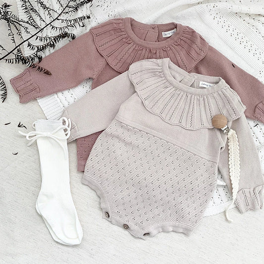 Knit Ruffle Collar Romper