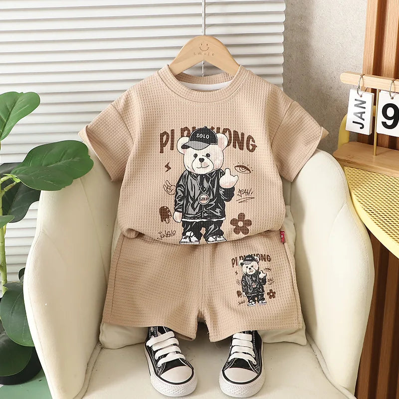 Waffle Knit Hat Bear Set