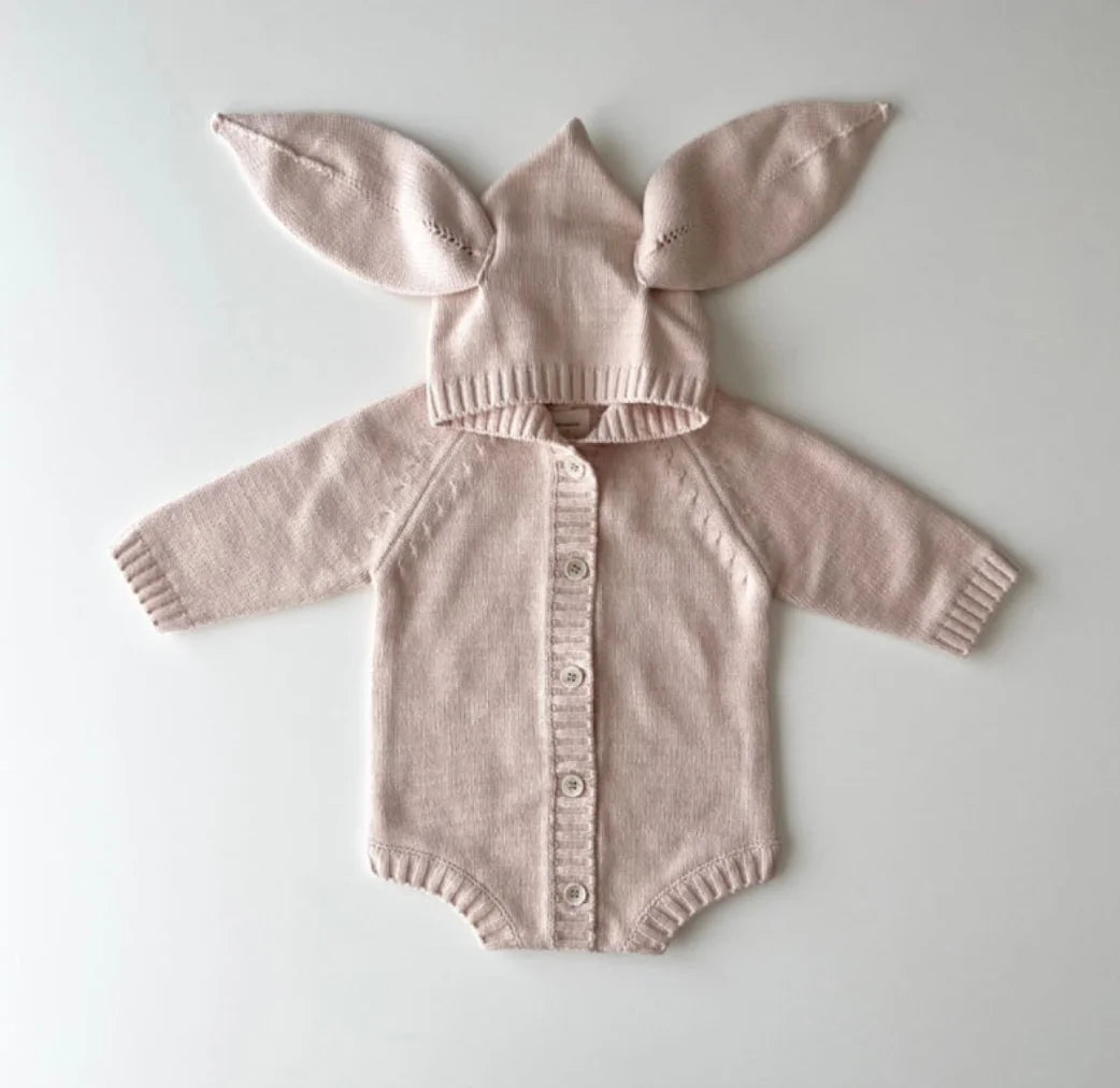 Knit Hooded Bunny Ear Romper