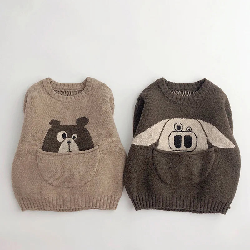 Unisex Cartoon Animal Knit Shirt