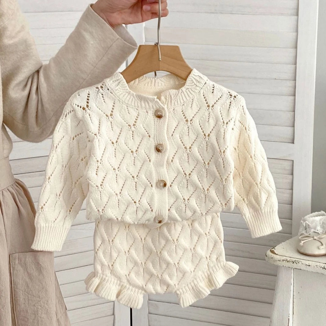 Girls Cream Knit Set