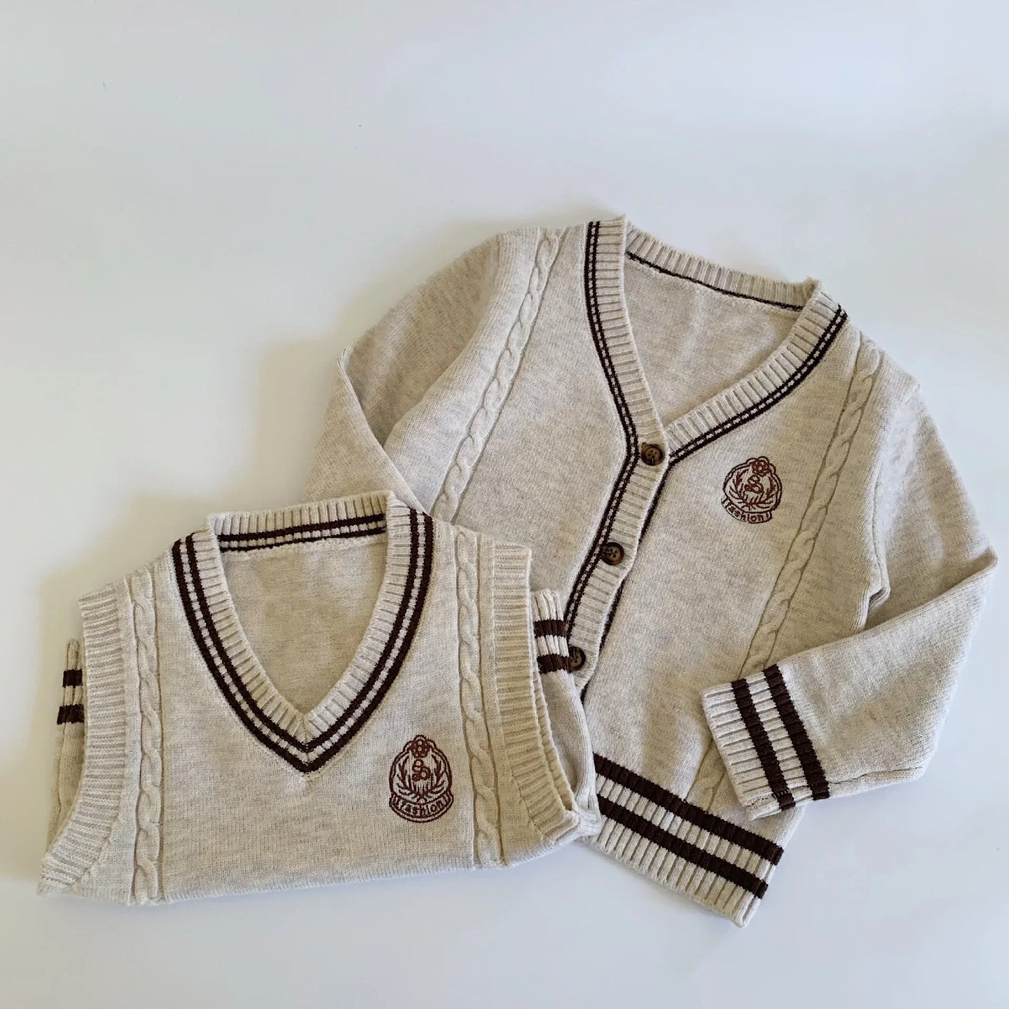 Unisex Knitted Uniform Vest and Sweater