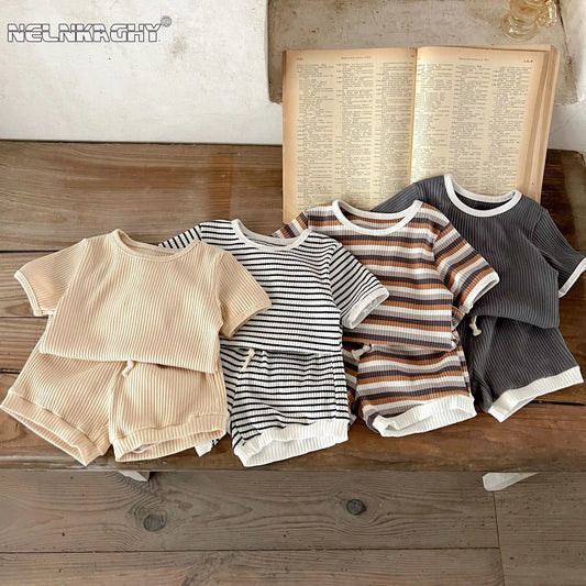 Boys Short Sleeve Striped Set