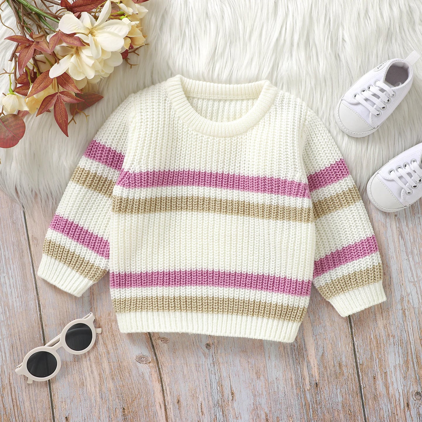 Colourful Striped Chunky Knit Sweater