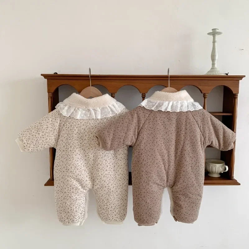 Thick Plush Warm Floral Jumpsuit