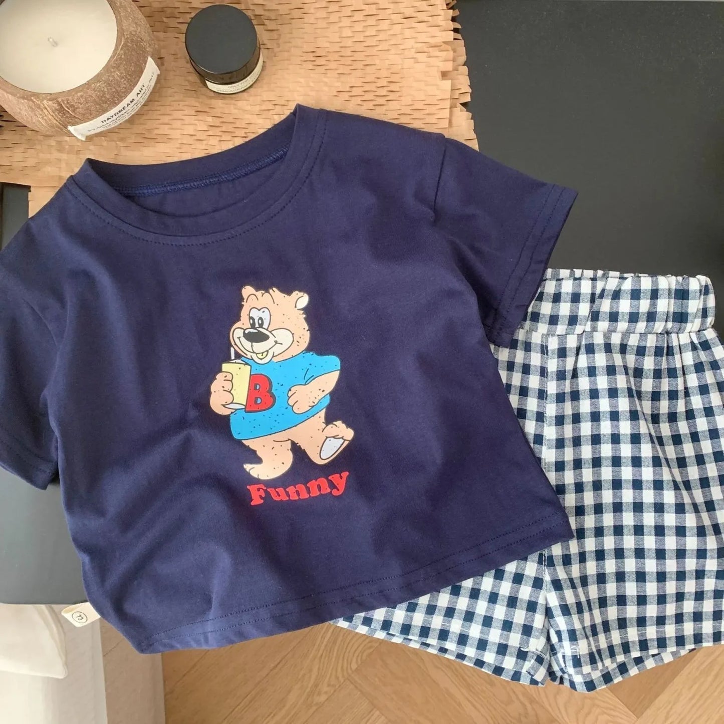 Cartoon Bear Plaid Set