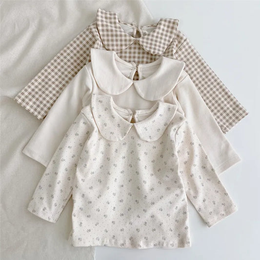 Plaid Floral Cotton Collar Shirt