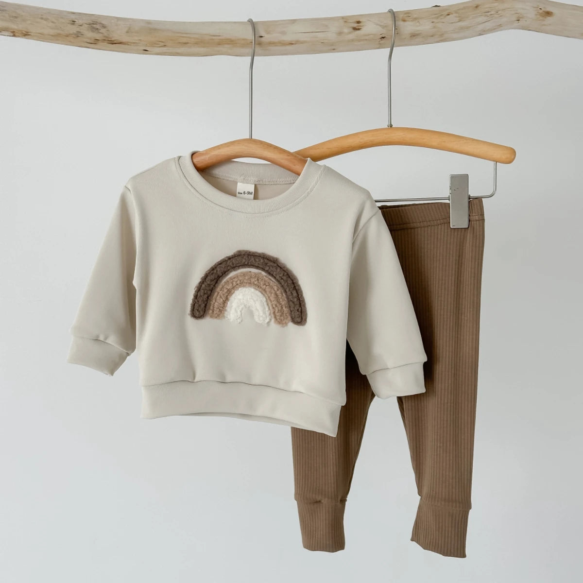 Brown Rainbow Ribbed Knit Set