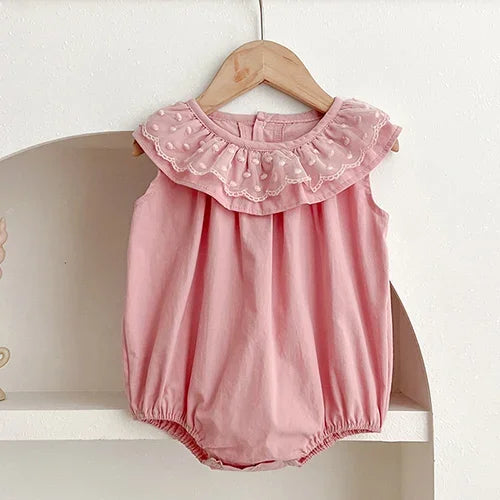 Floral Embroidery Cotton Rompers