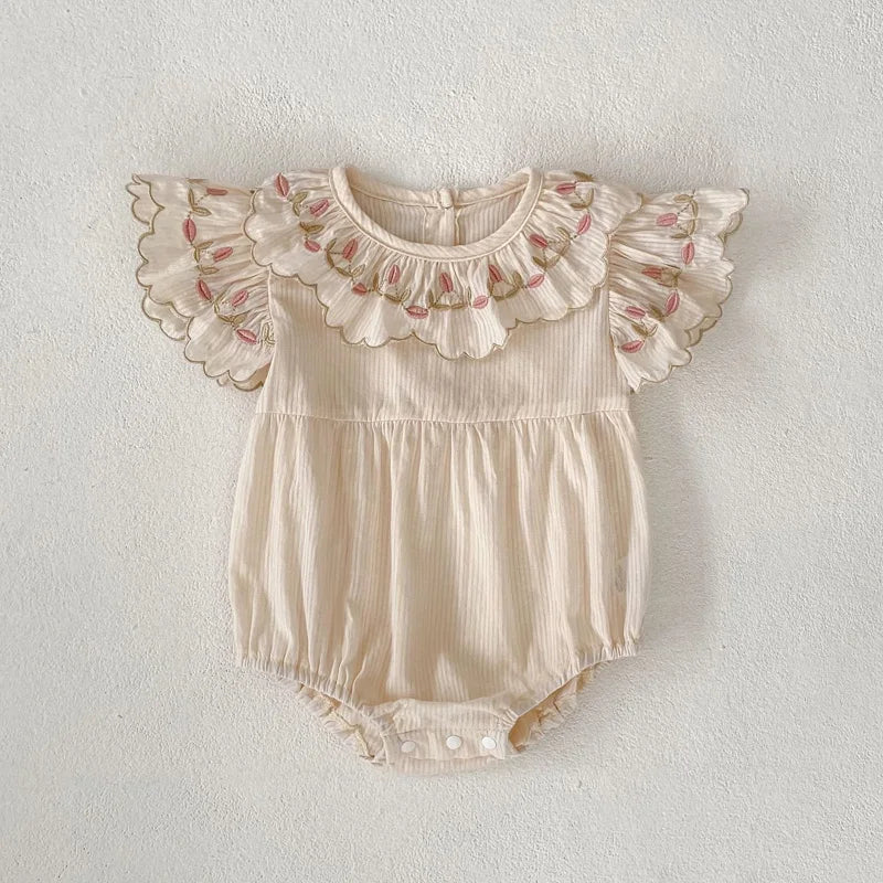 Floral Embroidery Triangular Romper
