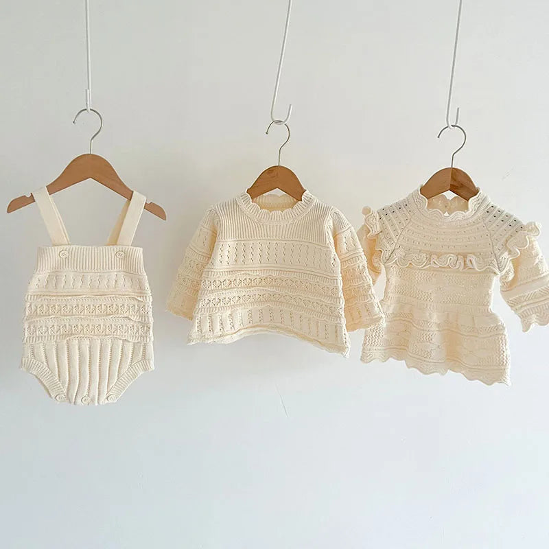 Girls Knitted Romper Dress and Sweater