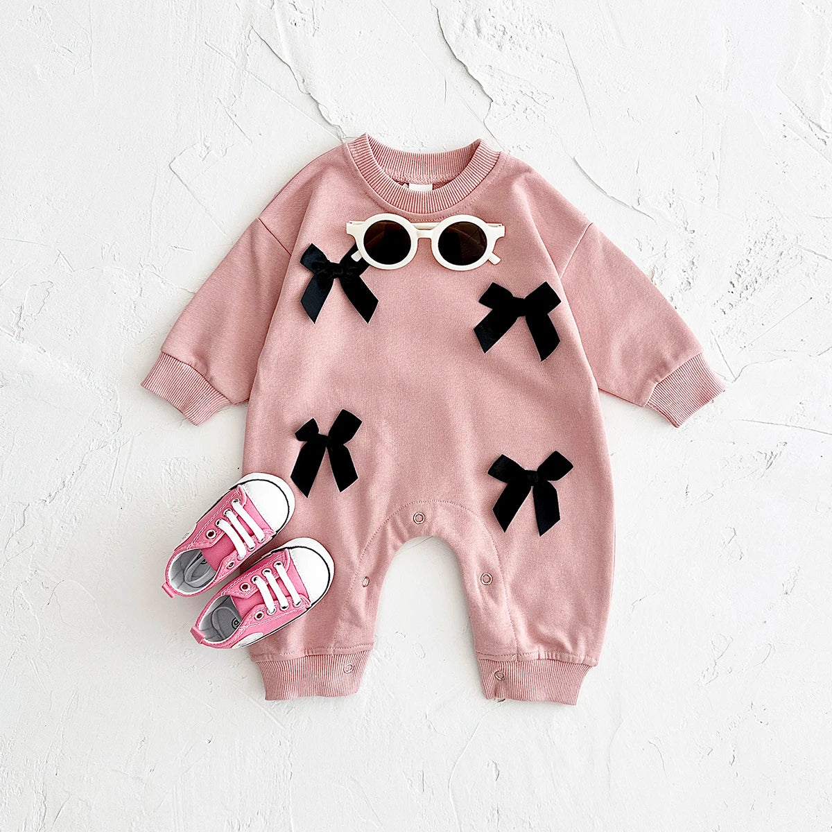 Black Bow Cotton Jumpsuit