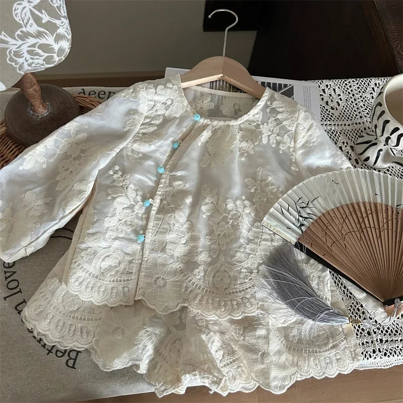 Girls Embroidery Lace Set