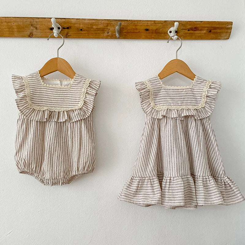 Girls Striped Romper and Dress