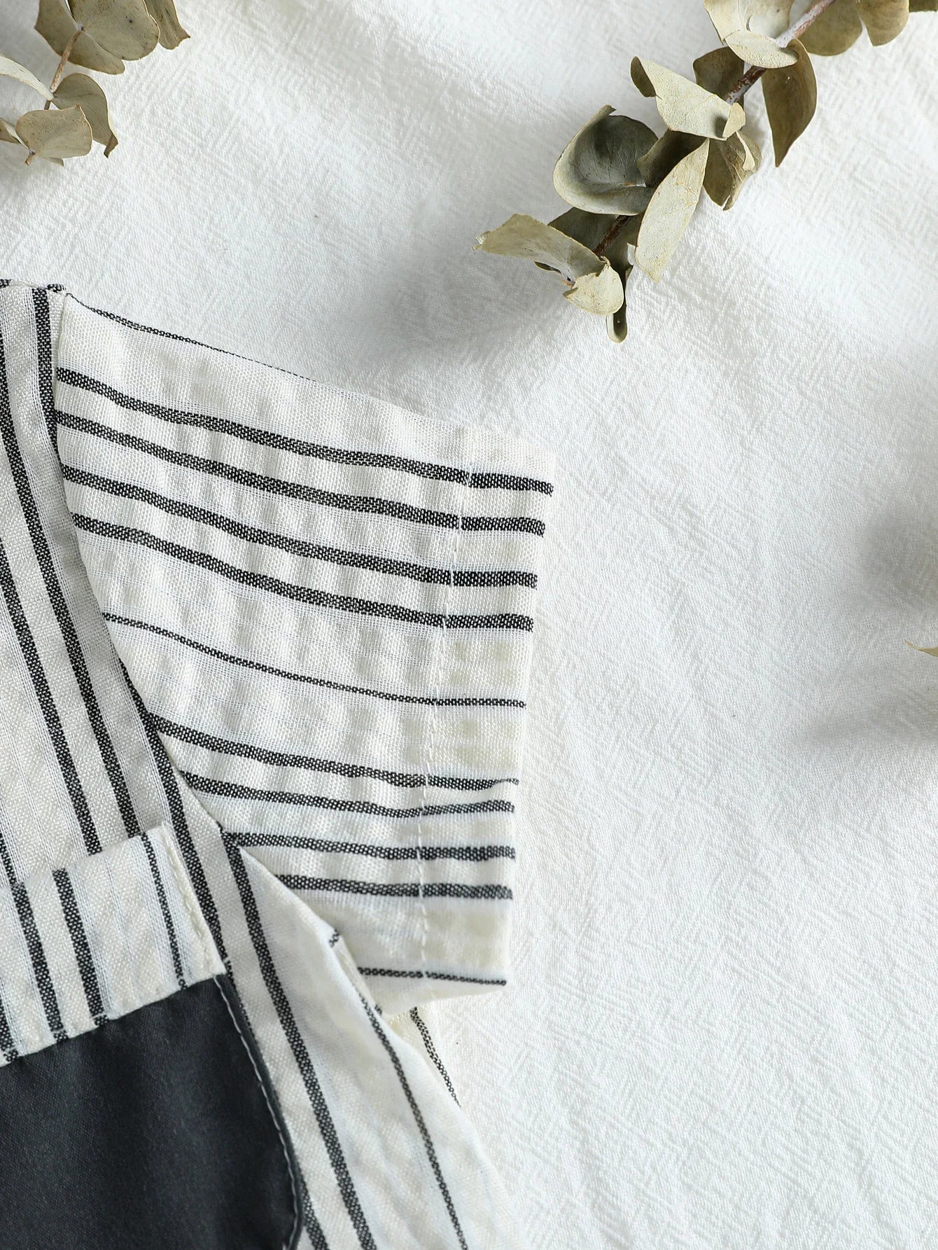 Gray Striped Button Down Set