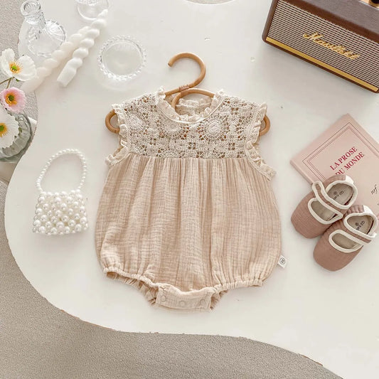 Sleeveless Cotton Lace Romper
