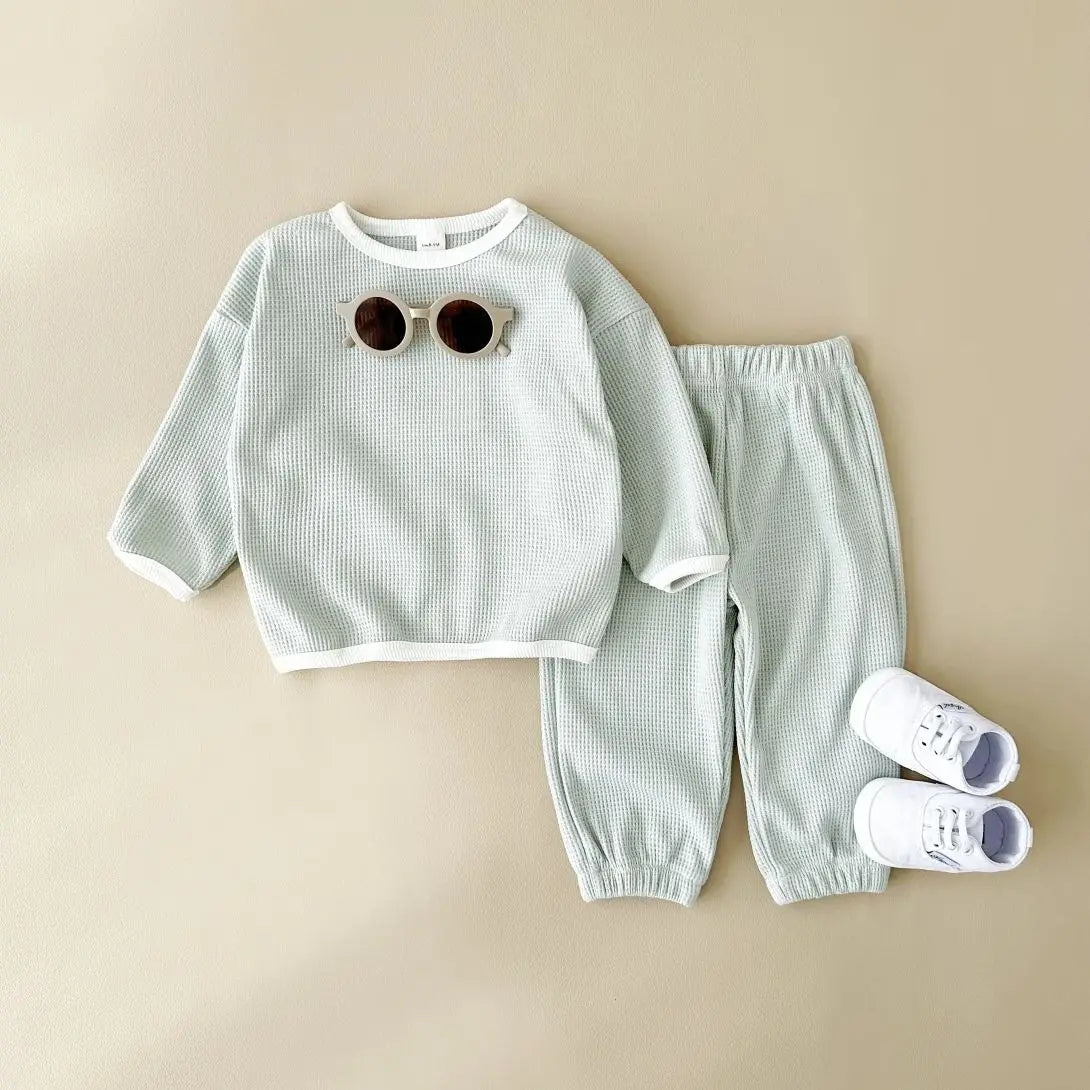 Waffle Knit Patched Set