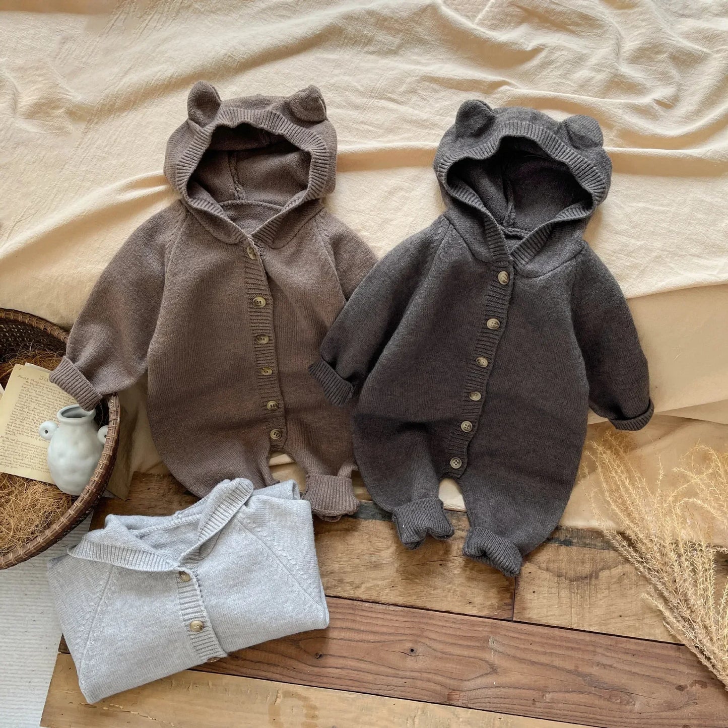 Cute Rabbit Ear Knit Jumpsuit