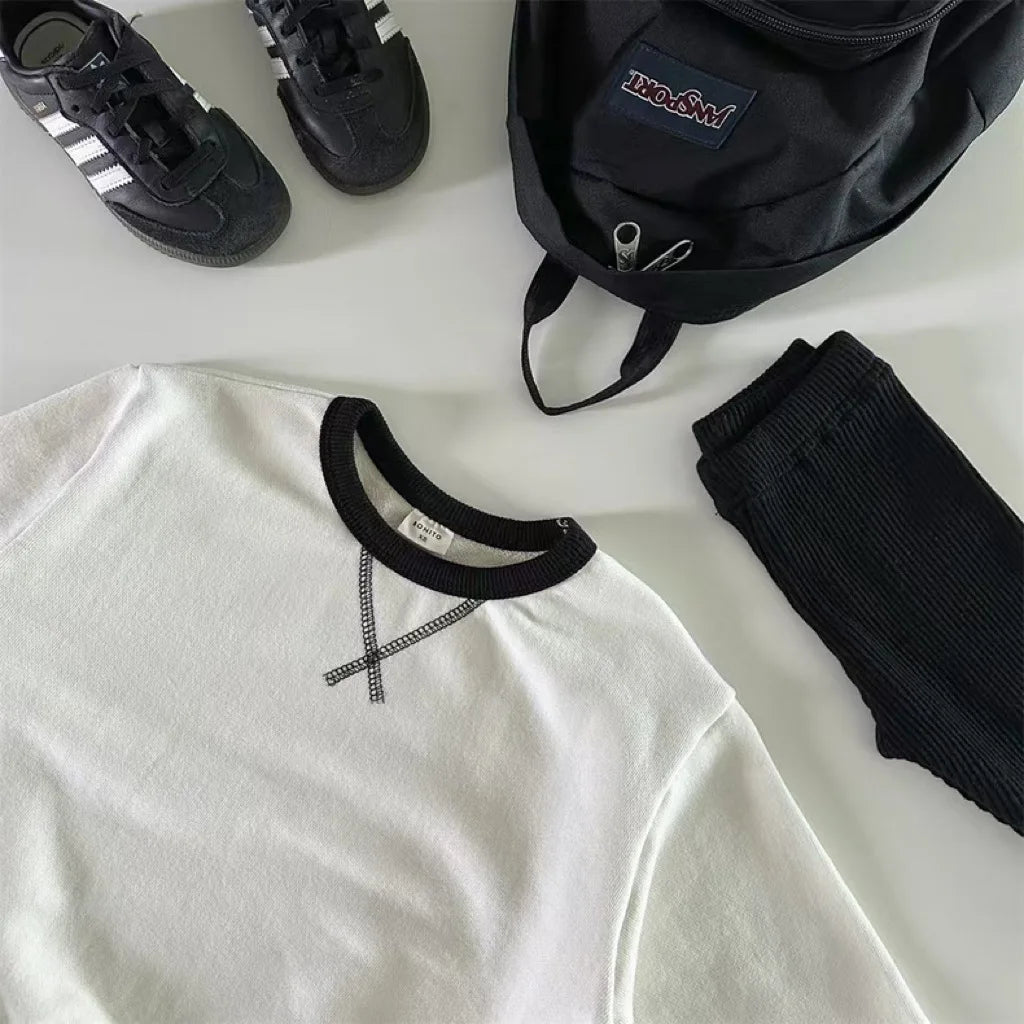 Black and White Versatile Rib Knit Set