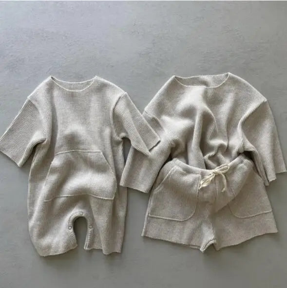 Neutral Ribbed Knit Romper