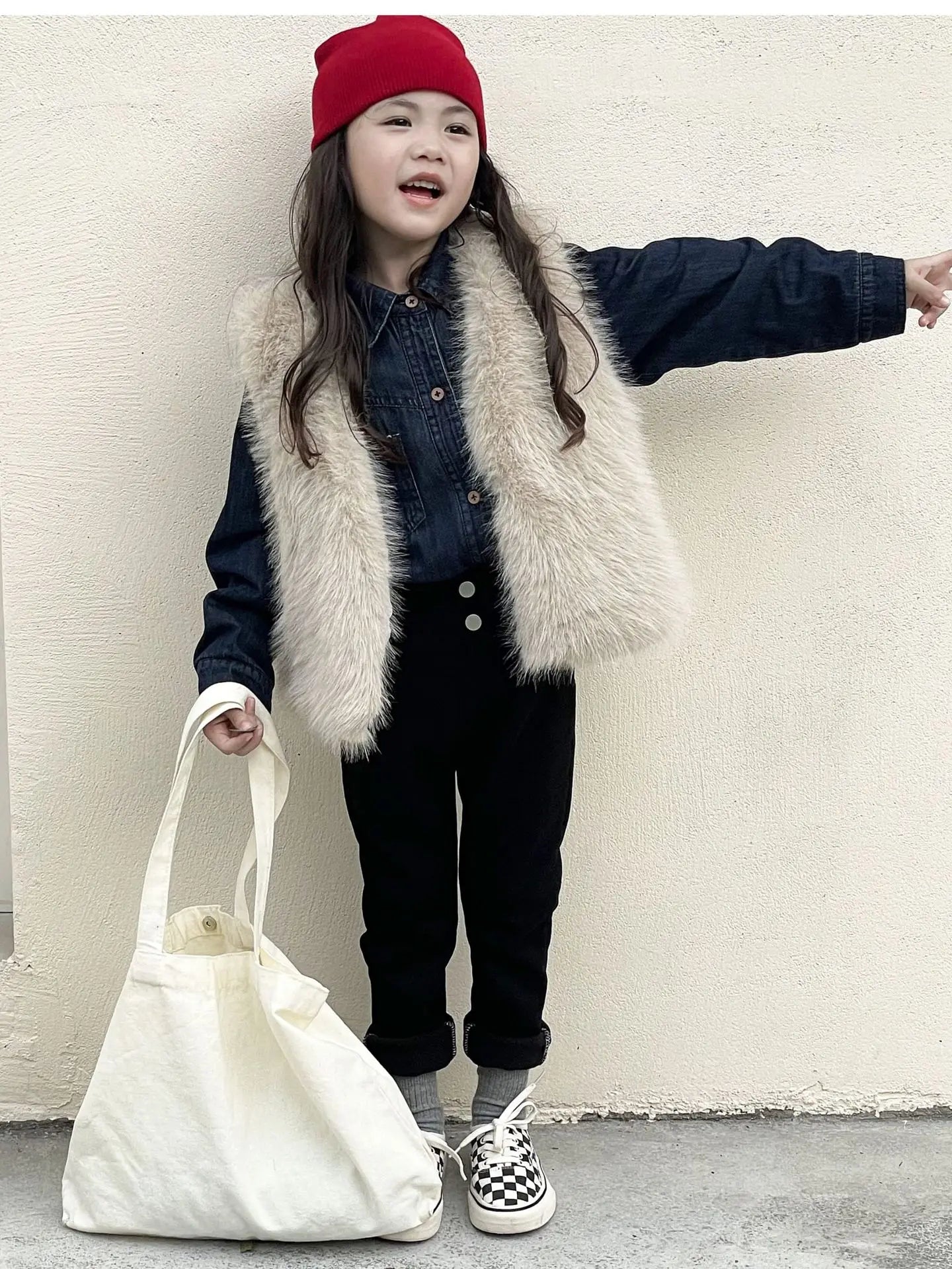 Girls Plush Fur Vest