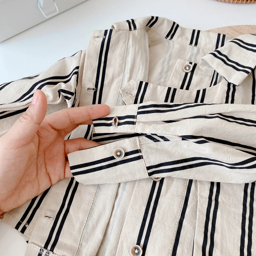 Boys Striped Button Up