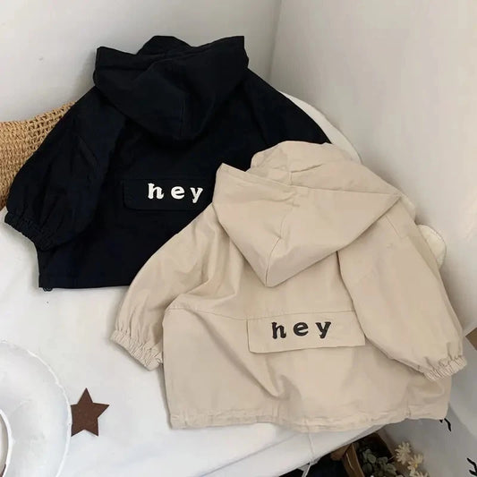 Oversized Hey Hooded Zipper Jacket