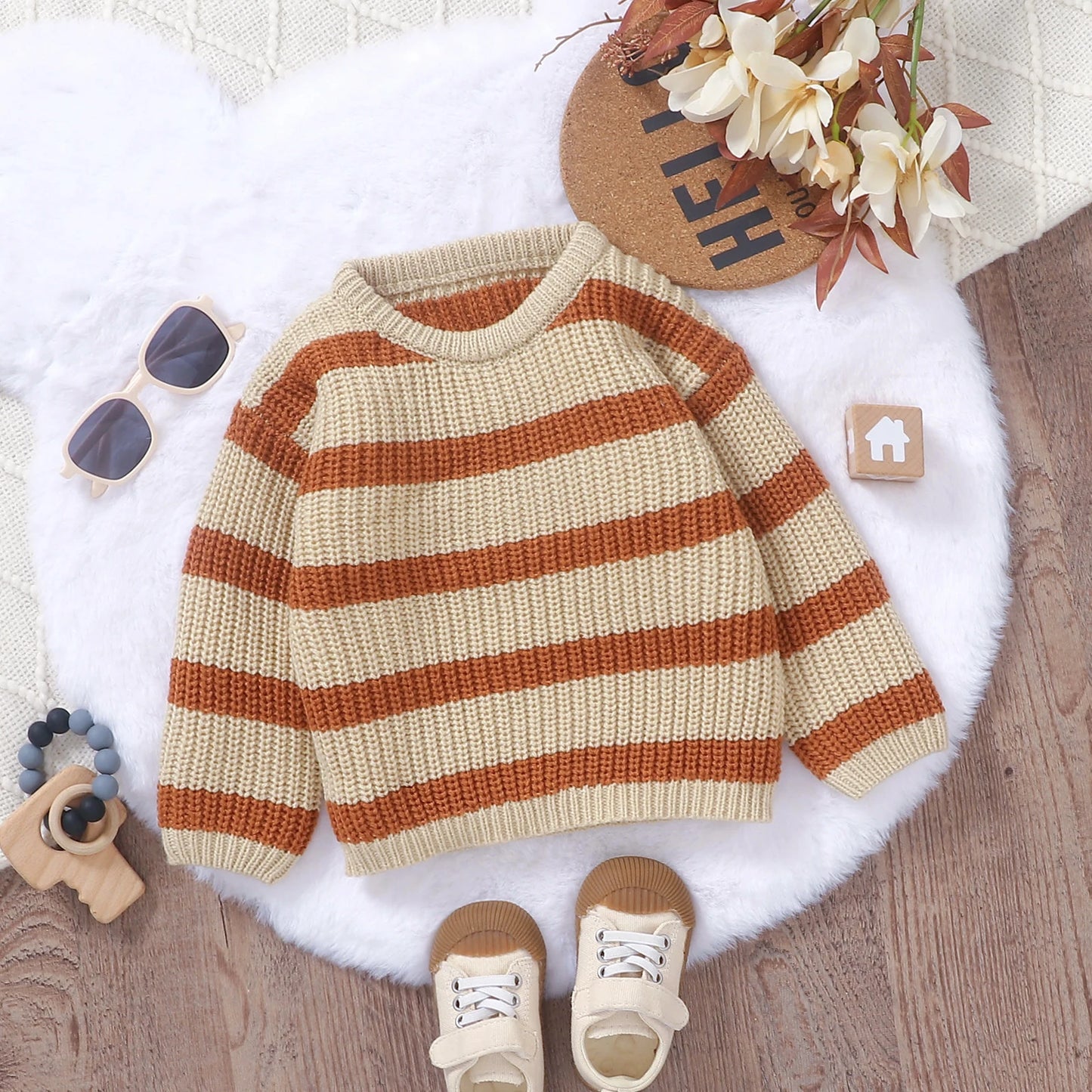Two Colour Striped Knit Sweater