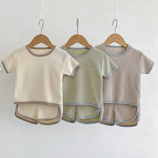 Boys Waffle Knit Two Color Set