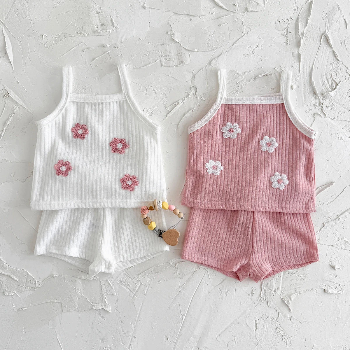 Ribbed Floral Patch Camisole Set
