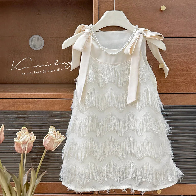 Girls Fringe Bow Dress