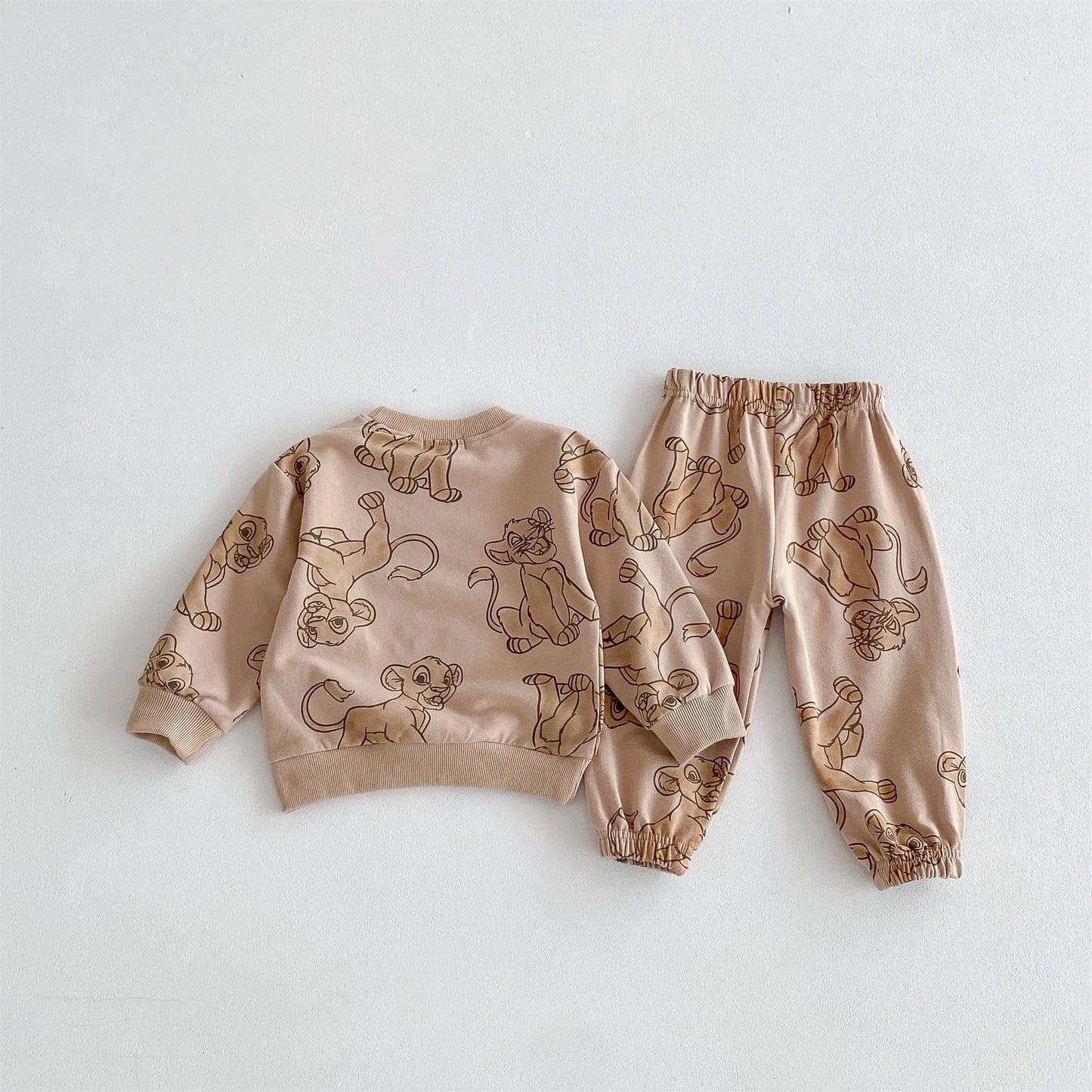 Printed Mickey and Lion Sweatshirt Set
