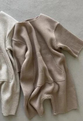 Neutral Ribbed Knit Romper