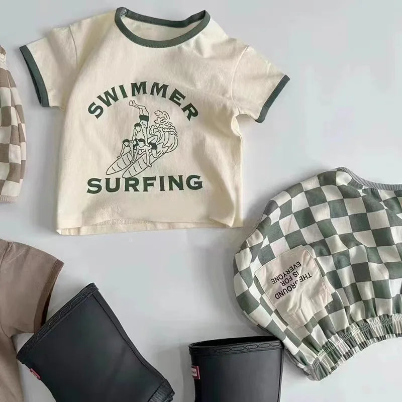Summer Surfing Plaid Set