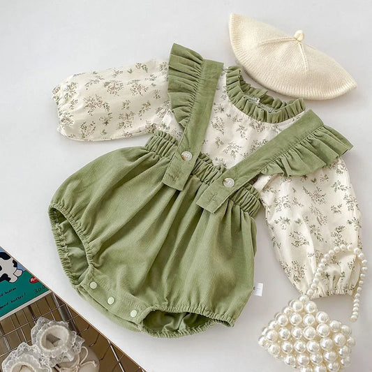 Green Floral Print Cotton Set